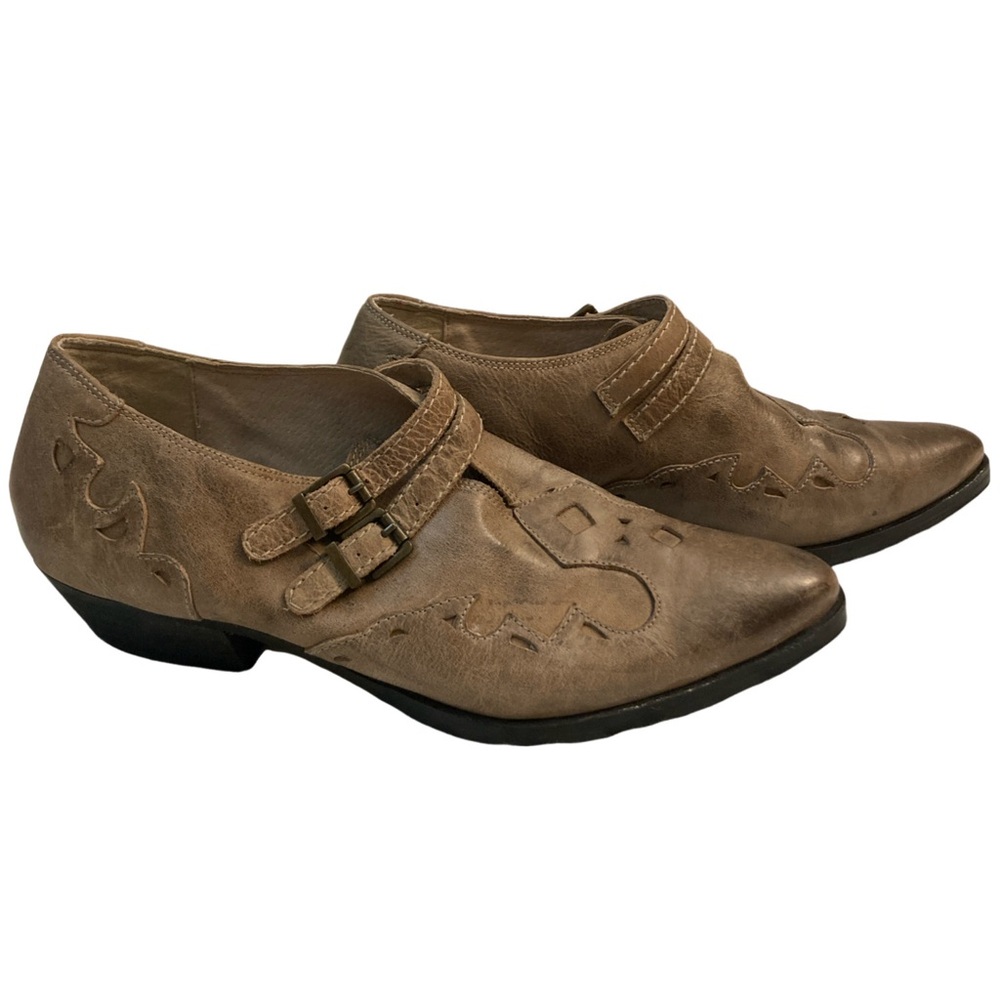 FREE PEOPLE Monument Western Leather Bootie in Distressed Gray. Size 39 EUC - Picture 2 of 15